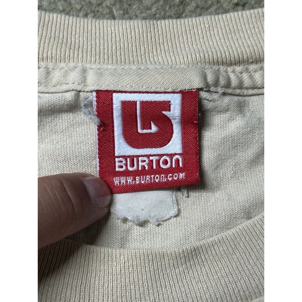 Vintage Burton Logo T Shirt Men's Size Medium Brown‎ Cream Y2K 90s Skater Surf